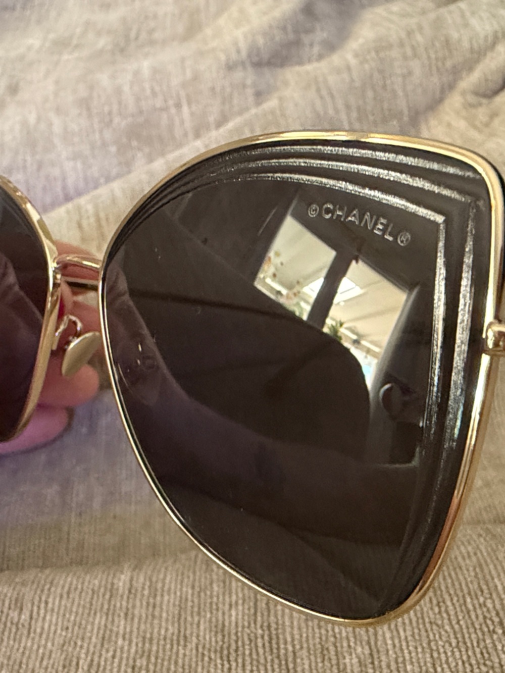 CHANEL Gold Frame Black Lens Butterfly Sunglasses- No scratches- AUTHENTIC